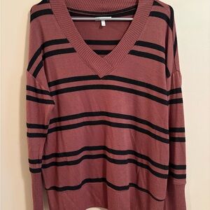 Maurices V-Neck Sweater - Copper and Black Stripes